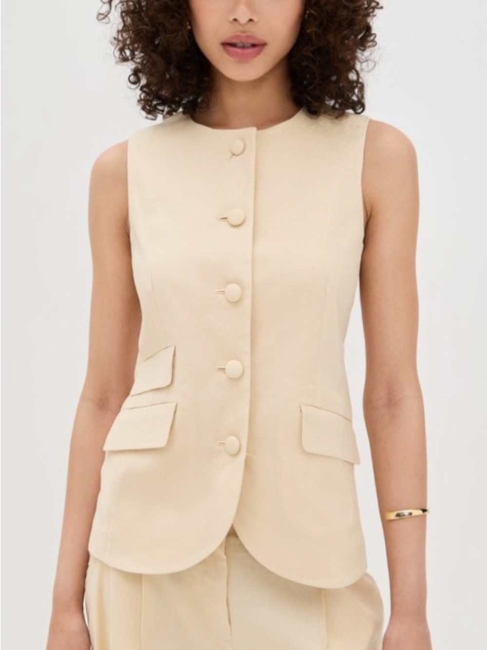 rag & bone Cream Tailored Sleeveless Button Vest linen blend size 2.